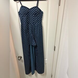 Band of Gypsies size small blue and white polka dot romper jumpsuit shorts dress